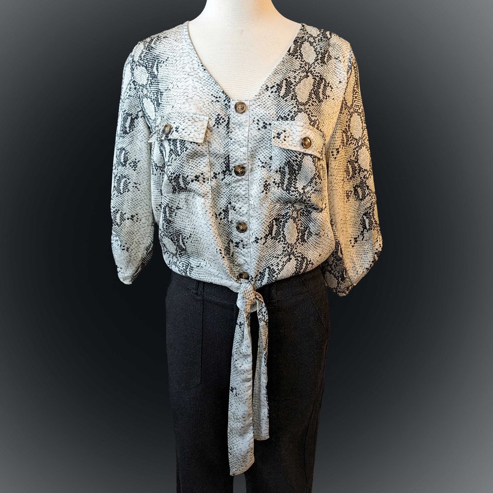 She & Sky snakeskin print blouse